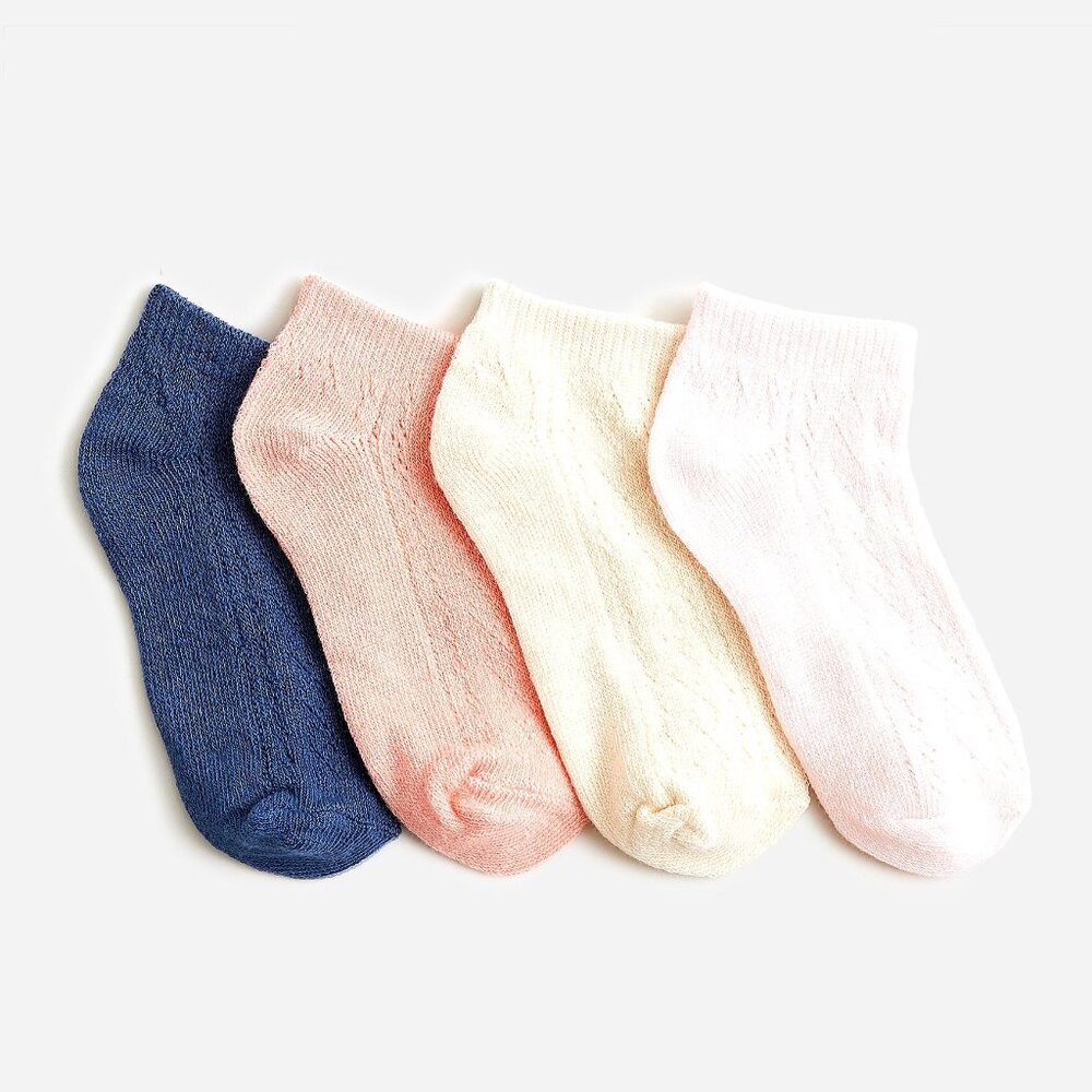 J. Crew Crewcuts Girls' Pointelle Ankle Socks Four-pack XL (K6 - K7)